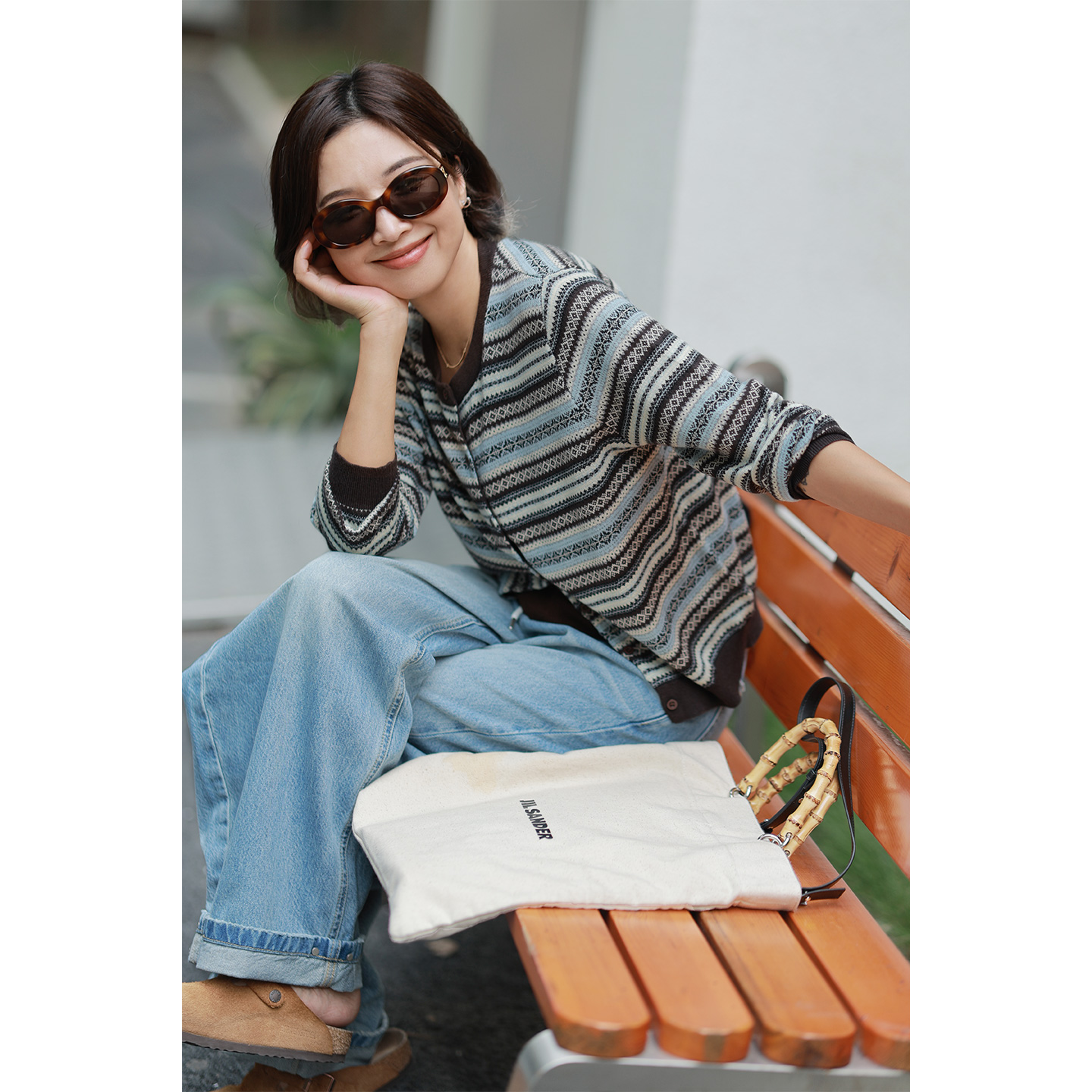 ise“Daily Luxury”系列奶奶风绵羊毛复古针织开衫毛衣K2540830W