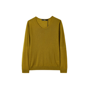 ise“秋冬伴侣”羊毛V领亲肤打底百搭针织毛衣K2540808W