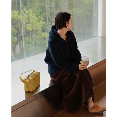 ise“美拉德重塑”秋冬咖色灯芯绒A字休闲百搭长半裙K2540501