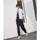 ise K2510605 系列针织黑色束脚收口松紧腰直筒卫裤 Chill 通勤