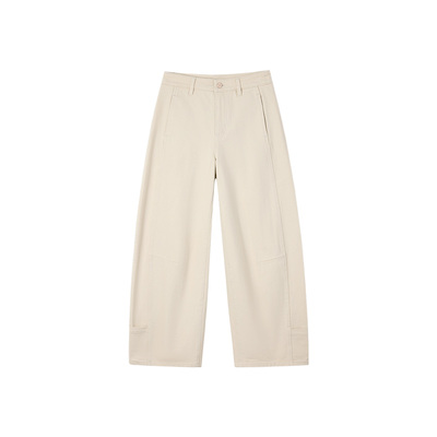 ise“丹宁派对”云雾白复古水洗轻工装微廓形牛仔裤NAAS0605