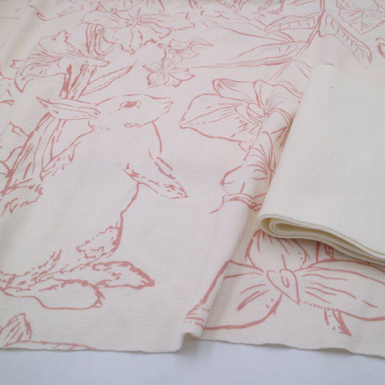 卡通兔子印花纯棉针织宝宝爬服睡袋T恤秋衣裤家居服睡衣双面布料