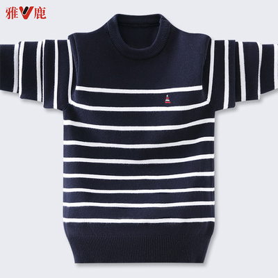 雅鹿童装男童毛衣2021秋冬新款儿童加绒针织打底衫中大童薄款毛衣