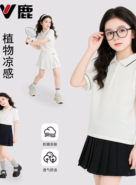 女童针织POLO衫夏季纯棉短袖T恤
