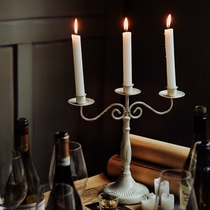 欧式复古做旧铁艺烛台烛光晚餐拍摄摆拍道具家居婚庆桌面装饰摆设