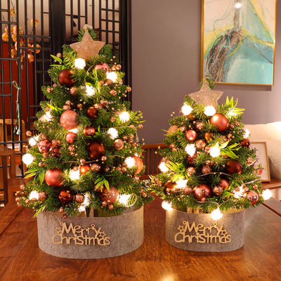 圣诞树迷你桌面摆件小型套餐布置