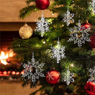 亚克力透明水晶雪花片新款橱窗场景婚庆店铺道具圣诞树装饰品挂件