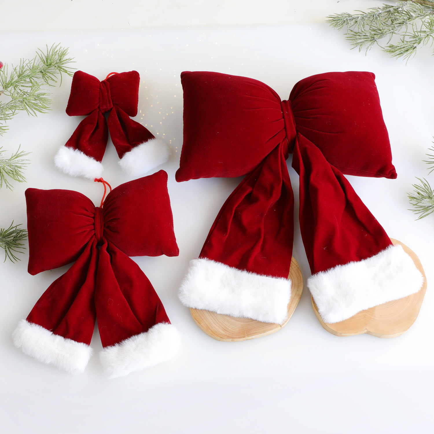 圣诞节装饰品绒布大号蝴蝶结新款