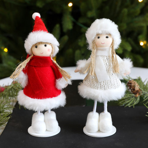 新款圣诞树节装饰品毛绒天使吊饰