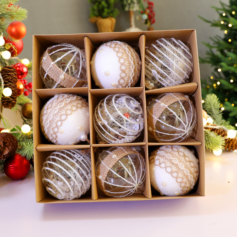 圣诞球装饰彩绘球套装圣诞树挂件