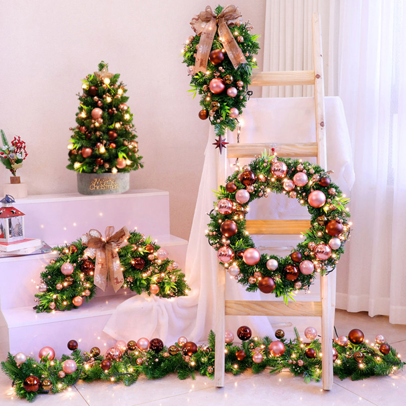域帛圣诞树花环藤条创意摆件新款