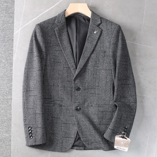 线下299 品牌撤柜秋冬男高端商务休闲格纹毛呢西服外套 绒感磨毛