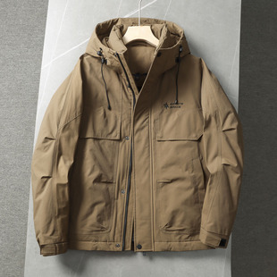 高蓬松90绒+立体拼接！品牌撤柜冬装男士休闲连帽工装羽绒服外套