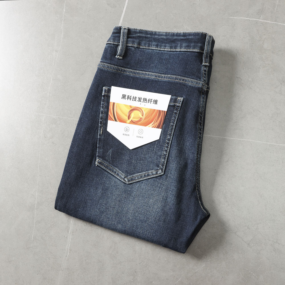 柔软一体绒！品牌撤柜秋冬加厚加绒保暖牛仔裤男百搭休闲直筒长裤