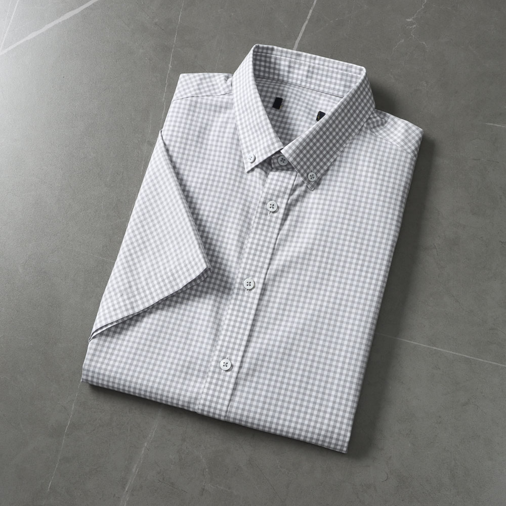 天丝棉混纺！品牌撤柜轻奢免烫天丝棉短袖衬衫男商务休闲格子衬衣