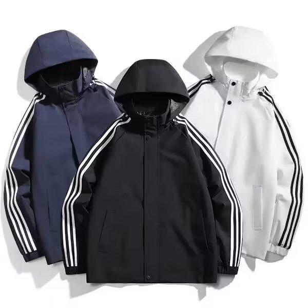 欧美hiphop三条杠冲锋衣外套男春秋款机能风美式高街痞帅工装夹克