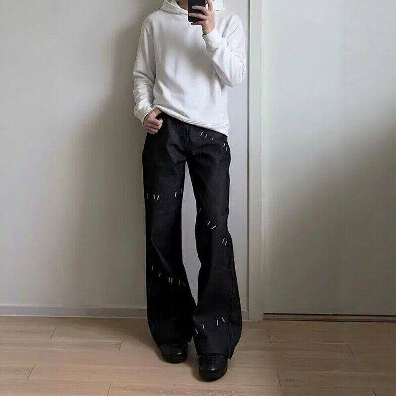 美式分割解构原牛弯刀牛仔裤男款