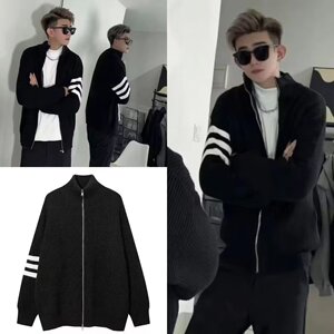男百搭网红韩版宽松拉链立领毛衣
