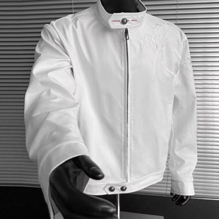 cleanfit美式短款荆棘夹克男款春秋高级感立领皮衣外套机车棒球服