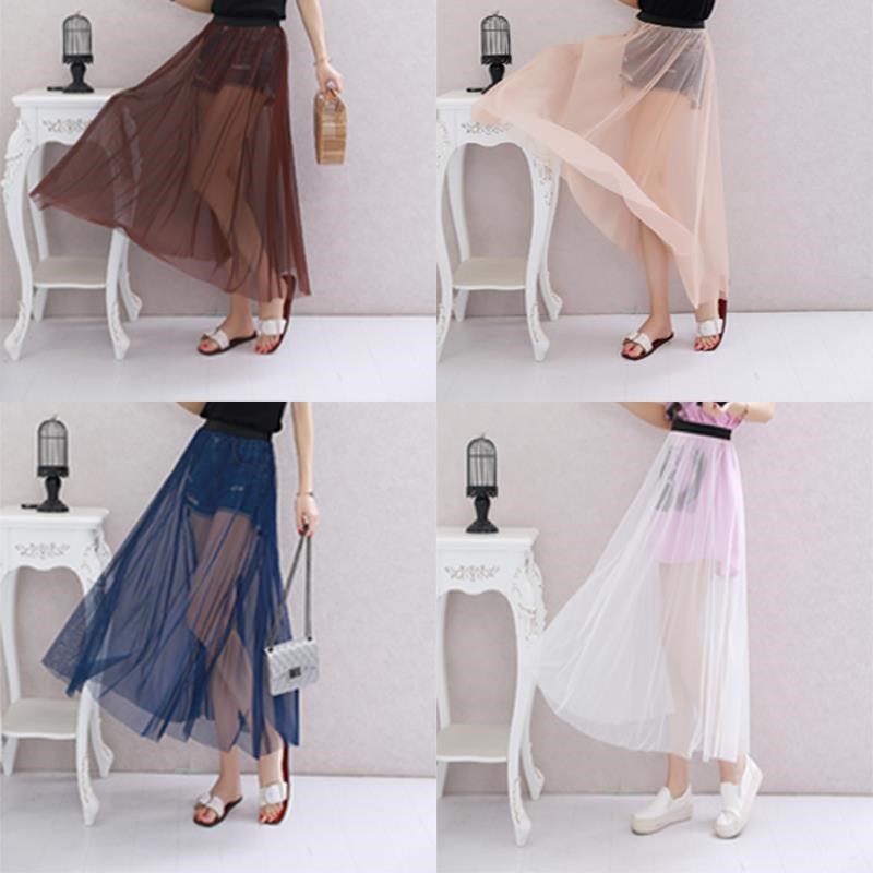 2019新款网纱半身单层纯色透明中长款外搭罩裙一层仙女裙蕾丝高腰|msdalam kategori Butik wanita / wanita, skirt - dari Buy2taobao.com untuk memberikan perkhidmatan ejen Taobao profesional membeli