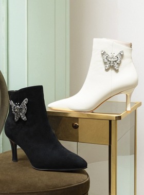 皇冠专柜正品Roberta诺贝达女鞋RA238809 23冬靴奢华水钻短靴女靴