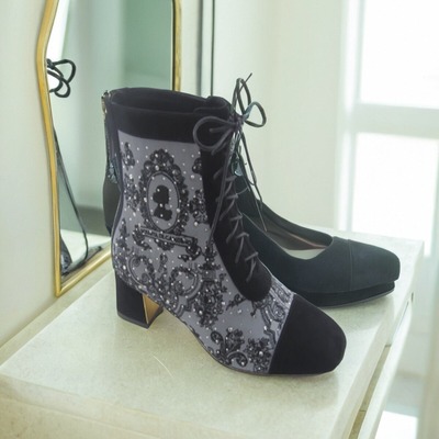 诺贝达欧美时装靴粗跟