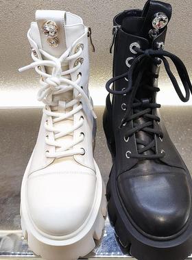 专柜正品Roberta诺贝达女鞋2022冬款厚底时尚纯色马丁靴 RA228801