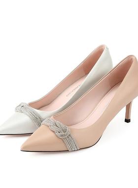 皇冠专柜正品Roberta诺贝达女鞋RS17216水钻尖头时尚高跟单鞋