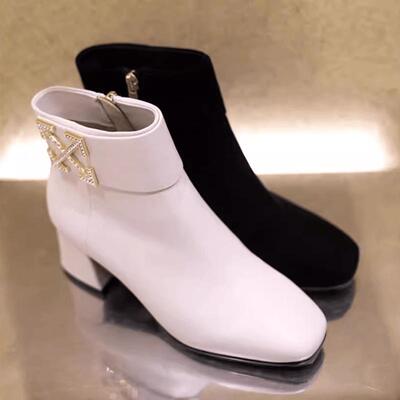 短靴诺贝达冬季粗高跟时尚休闲