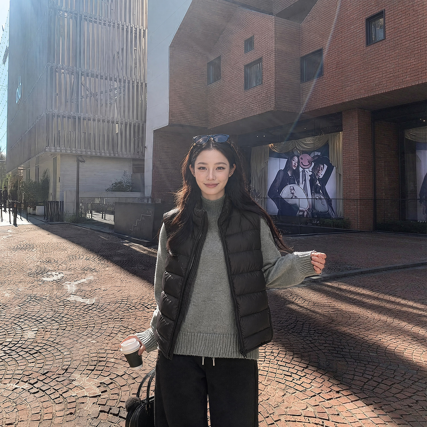 Tinglikes大码女装胖mm韩系轻薄羽绒马甲女秋冬保暖毛衣长裤套装