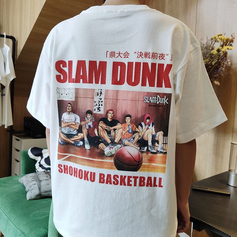 梦话研究所 新款灌篮高手湘北决战短袖T恤250g全棉男女动漫大码
