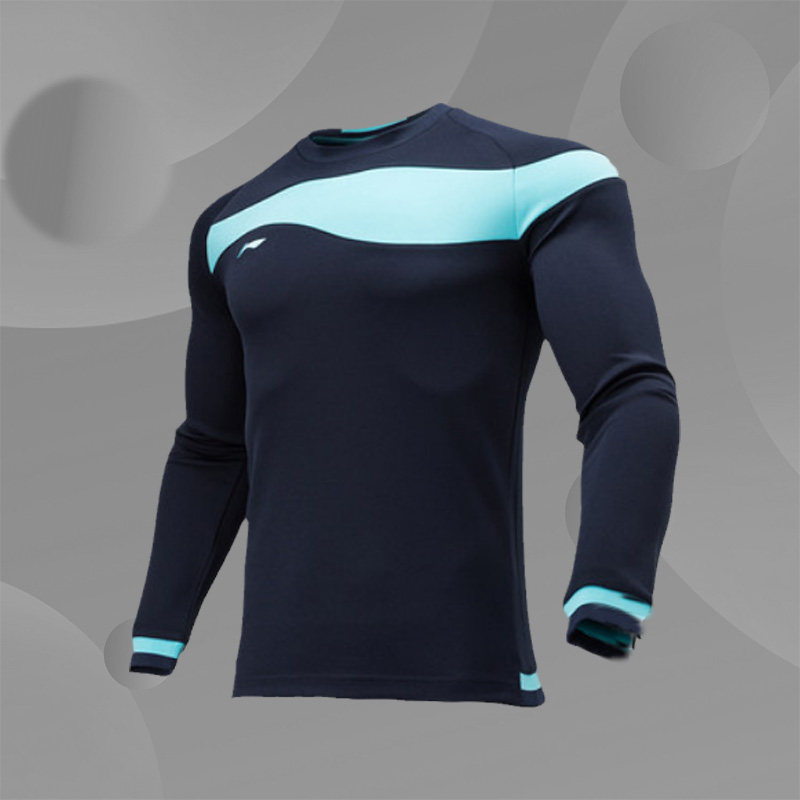 新款李宁运动套头健身男长袖足球训练服速干紧身衣AWDN129