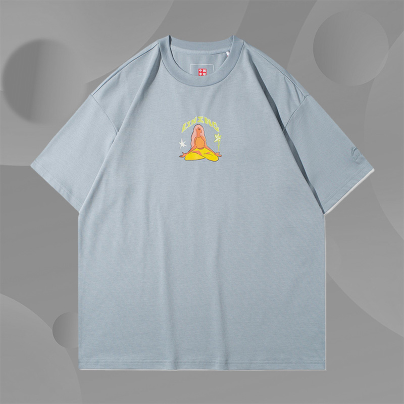 中国李宁短袖女T恤夏季新款透气圆领半袖潮休闲文化衫AHSR854