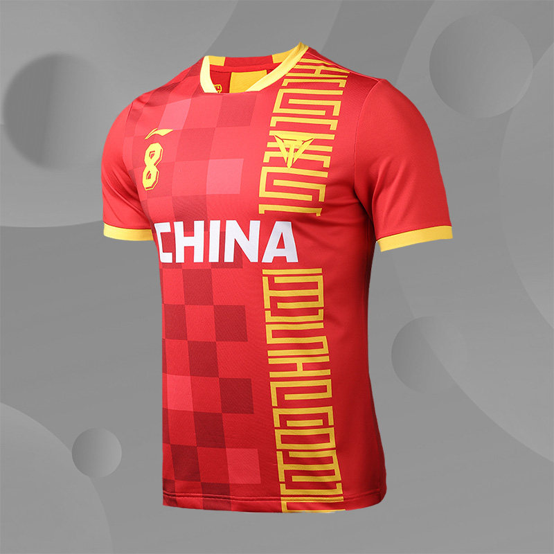 李宁正品短袖足球服男女运动透气舒适球衣服中国AAYQ325