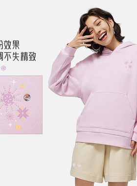 Lining/李宁正品冬季女子运动潮流系列加绒保暖宽松卫衣AWDT820