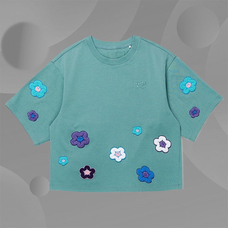 李宁正品T恤新品LI-NINGxPersue艺术家联名女子短袖文化衫AHSRA76