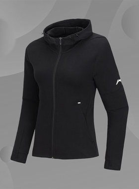 正品李宁卫衣女训练系列开衫外套连帽修身运动服AWDN886