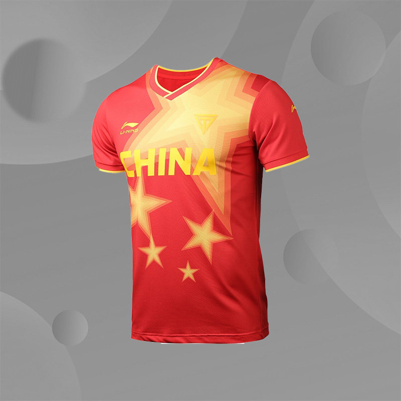 李宁正品短袖足球服男女运动李铁球衣服中国指导中国梦AAYQ321
