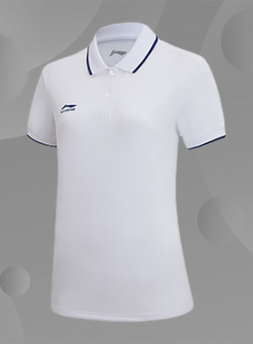 Lining/李宁正品夏款女子运动纯色排汗翻领POLO衫半袖T恤APLS094