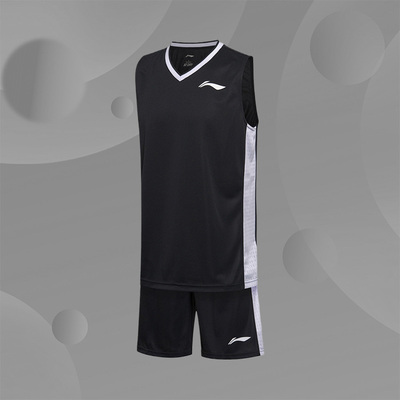李宁篮球比赛v领短裤针织运动服