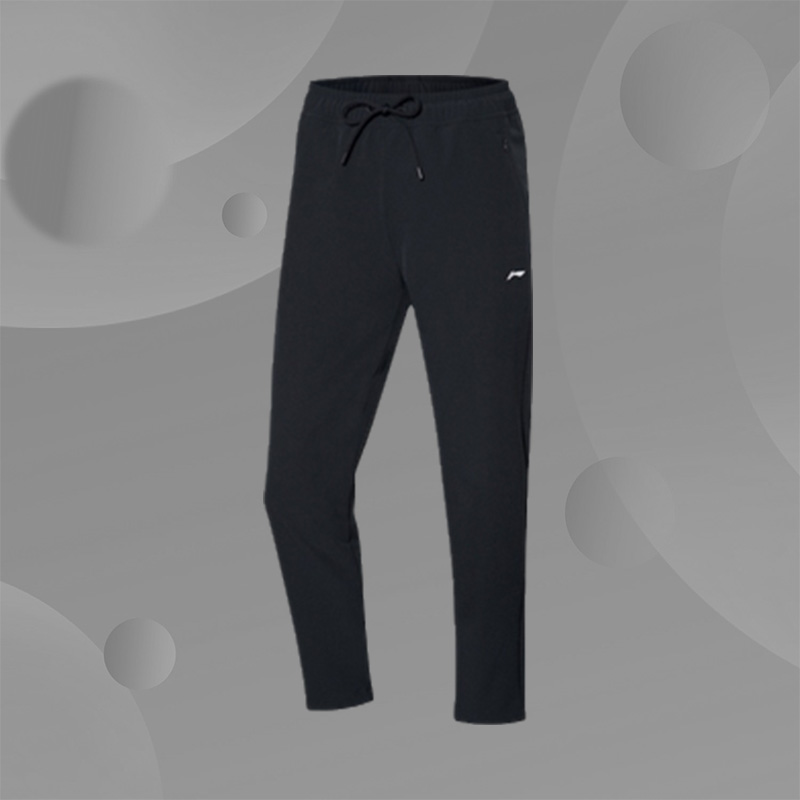 李宁训练系列女子平口运动长裤运动裤女裤帅气梭织运动裤AYKQ084