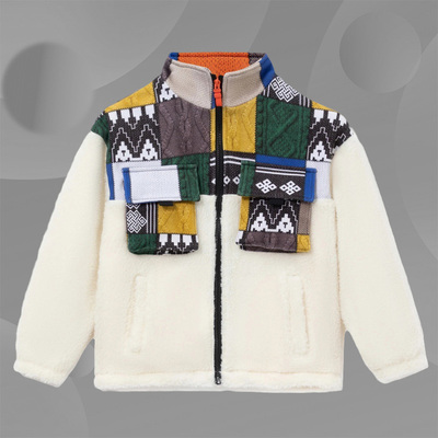 李宁童装春新款男童女童摇粒绒羊羔绒中大童运动外套YWDS141