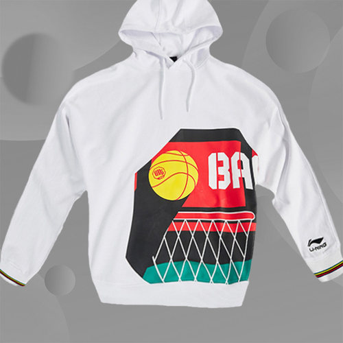 李宁正品 春男运动休闲保暖连帽套头图案卫衣套头衫AWDQ315