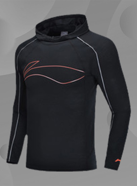 李宁新款男子跑步系列修身型休闲跑步针织连帽套头衫AAEQ011