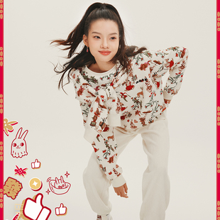 休闲宽松圆领套头卫衣AWDT074 日进斗金女子时尚 Lining 李宁正品