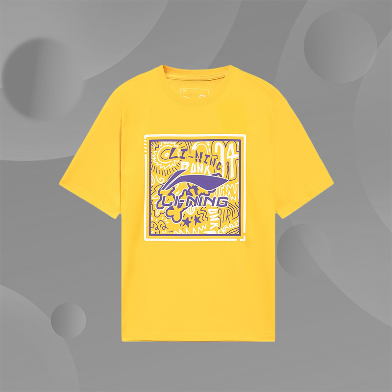 春季新款李宁正品男女同款短袖T恤休闲篮球文化衫AHSS597-1-3