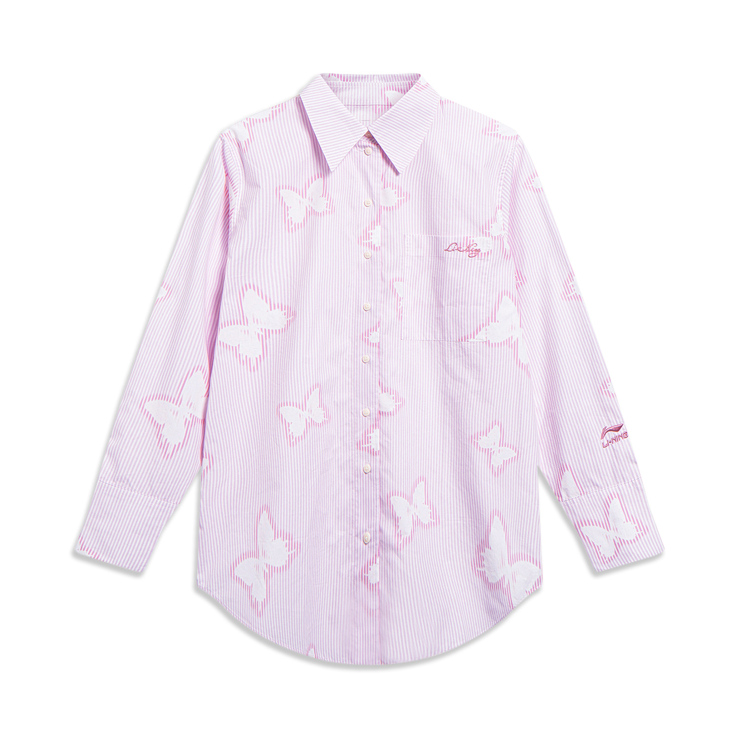 Lining/李宁正品夏季女子中国文化系列宽松休闲长袖衬衫ASHT202