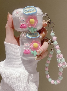 花朵兔子适用漫步者lollipro3i保护套新款pro3透明漫步者lolli pro2S蓝牙耳机保护壳女pro2硅胶软lollipro2s