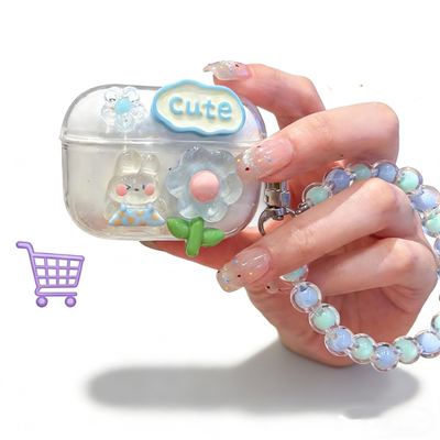 波点兔子手链适用三星buds4 pro耳机壳透明创意galaxybuds4蓝牙耳