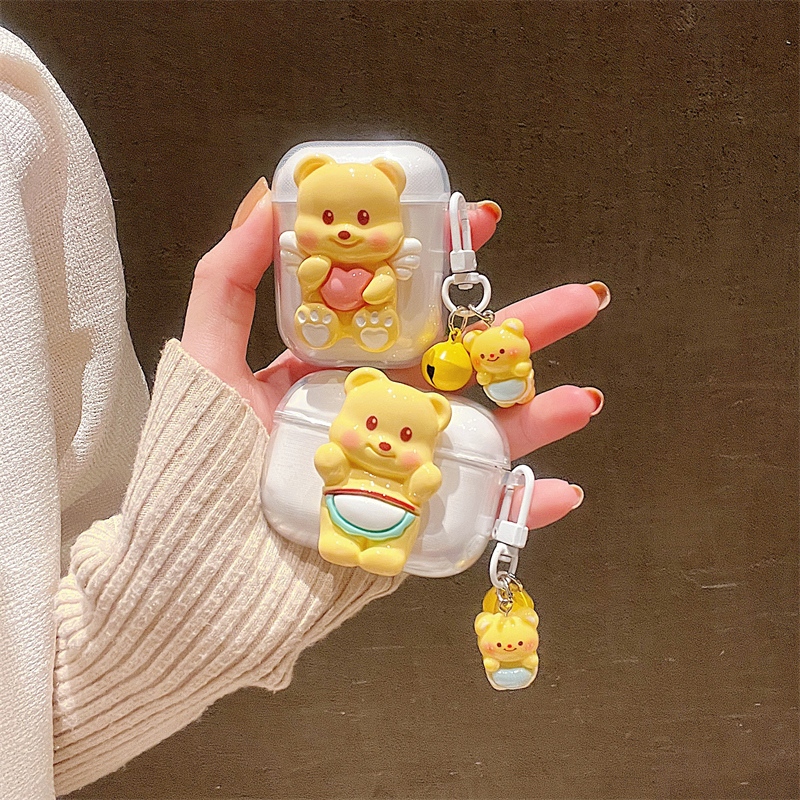 黄色小熊适用Sony索尼wfc710n耳机壳透明卡通索尼WF一C510蓝牙耳